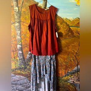 NWT BoHo casual sleeveless top with skirt